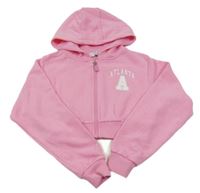 Růžová propínací crop mikina s písmenem a kapucí Primark