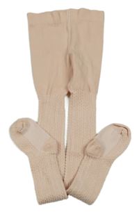 Růžové punčocháče s copánkovým vzorem