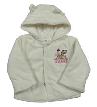 Smetanová sametová zateplená propínací mikina s Bambim a kapucí C&A