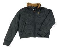 Antracitová šusťáková zateplená jezdecká bunda s ukrývací kapucíFouganza