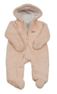 Ružová chlpatá zateplená kombinéza s králikom a kapucňou Cool Club