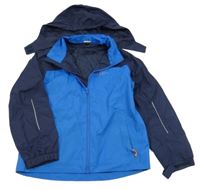 Modro-tmavomodrá šušťáková jarná funkčná bunda s kapucňou Crivit