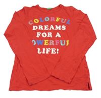 Červené tričko s nápisom Benetton