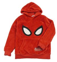 Červená chlpatá mikina so Spidermanem a kapucňou H&M