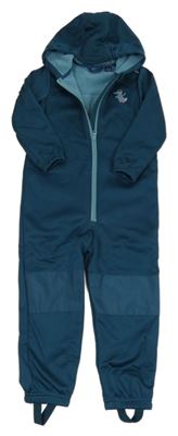 Petrolejová softshellová kombinéza s dinosaurom a kapucňou Lupilu