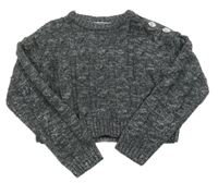 Antracitový trblietavý crop sveter Primark