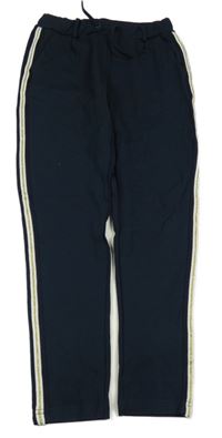 Tmavomodré teplákové chino nohavice s pruhmi Name it