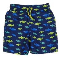 Tmavomodré plážové kraťasy so žralokmi Kuniboo