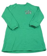 Zelené teplákové šaty s nápisom a dúhou F&F