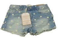 Nové - Modré riflové kraťasy s výšivkami květin Zara