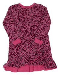 Fuchsiovo-čierne vzorované teplákové šaty George