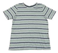Sivo-tmavomodro-zelené pruhované tričko TCM