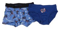 2set - Modré boxerky se Spidermanem + tmavomodré slipy se superhrdinou