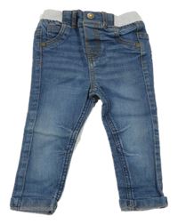 Modré skinny rifle s úpletovým pasom F&F