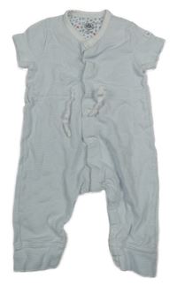 Světlemodro-biely pruhovaný overal Petit Bateau