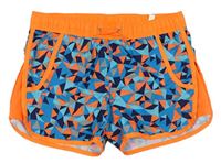 Oranžovo-modré vzorované športové šušťákové kraťasy H&M