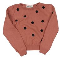 Staroružový ľahký crop sveter s bodkami H&M