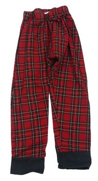 Červeno-čierne kockované pyžamové nohavice