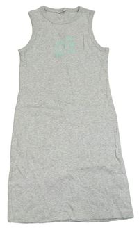 Sivé rebrované šaty s nápisom Primark