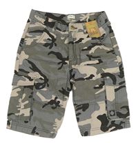 Šedo-černé army plátěné kraťasy F&F