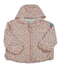 Svetloružová vzorovaná šušťáková jarná bunda s kapucňou