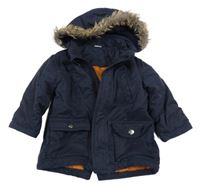 Tmavomodrá šusťáková zateplená bunda s kapucí H&M