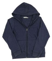 Tmavomodrá prepínaci mikina s kapucňou