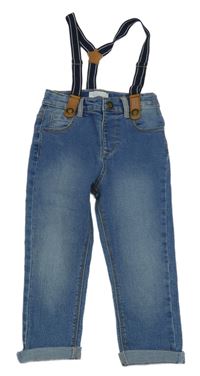 Modré skinny rifle s kšandami Primark