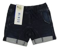 Nové - tmavomodré teplákové riflové kraťasy 