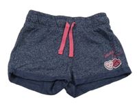 Tmavomodré melírované kraťasy so srdiečkami x-mail