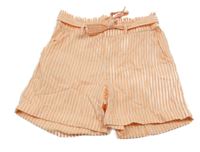 Bielo-oranžové pruhované ľahké kraťasy s opaskom Yigga