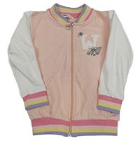 Světlerůžovo-bílá propínací mikina s písmenem 