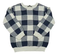 Tmavomodro-smotanový kockovaný sveter Primark