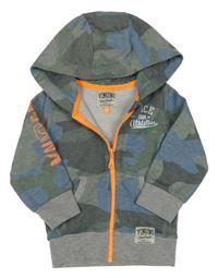 Kaki-sivo-modrá army prepínaci mikina s kapucňou vingino