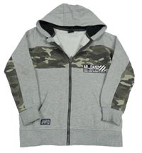 Šedá propínací mikina s khaki army pruhem a kapucí Chapter young