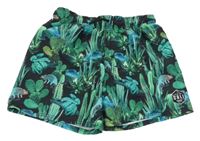 Čierno-zelené plážové kraťasy s kaktusmi a dinosaurami H&M