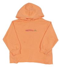 Neónově oranžová mikina s nápisom a kapucňou Zara