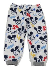 Bílo-barevné fleecové pyžamové kalhoty s Mickeym 