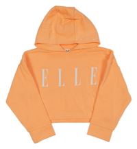 Oranžová crop mikina s logom a kapucňou Elle