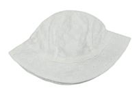 Biely letný klobúk s výšivkami květů F&F