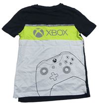 Bílo-černo-limetkové tričko s ovladačem a logem X-Box F&F