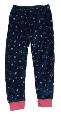 Tmavomodré plyšové pyžamové kalhoty s hvězdami Lily & Dan
