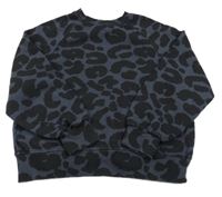 Tmavomodro-čierna mikina s leopardím vzorom Zara