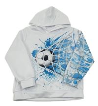 Bielo-modrá mikina s loptou a kapucňou