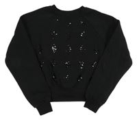 Čierna crop mikina s flitrami H&M