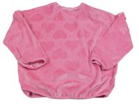 Růžová plyšová mikina se srdíčky Next