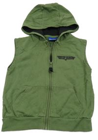 Zelená tepláková vesta s nápismi a kapucňou Next