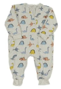 Bílý zateplený spací pytel/overal s diny 