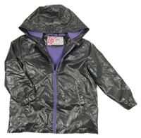 Tmavosivá lesklá vodeodolná lehce zateplená bunda s kapucňou Pocopiano