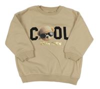 Béžová mikina s nápisom a medvedíkom F&F